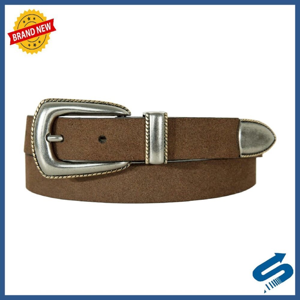 Premium Cow Suede Leather Belt with Metal Buckle, Western Style